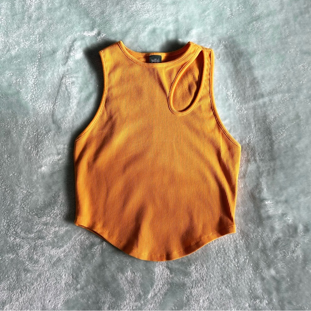 Wild Fable Orange Ribbed Cutout Tank Top